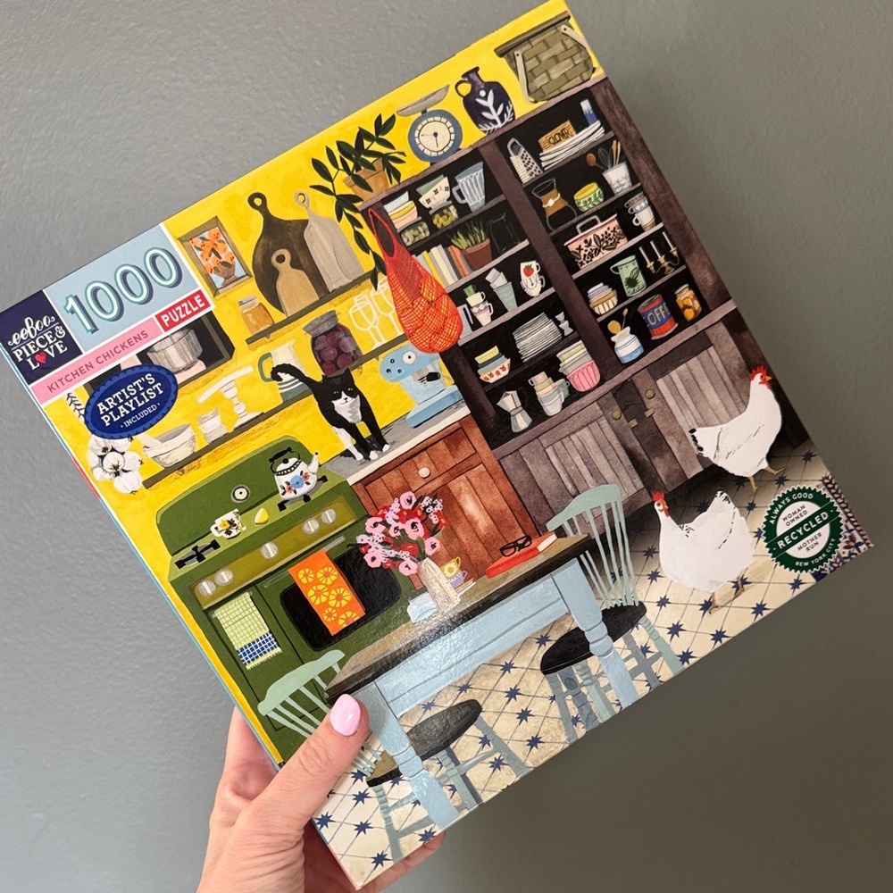 Cobble Hill Kitchen Chickens 1000 Piece Puzzle - Yellow and Green